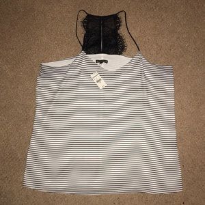 Express Blouse Strappy Tank with Lace